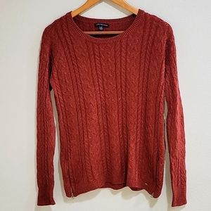 American Eagle Cable Knit Burgundy Color Sweater Women's Size L